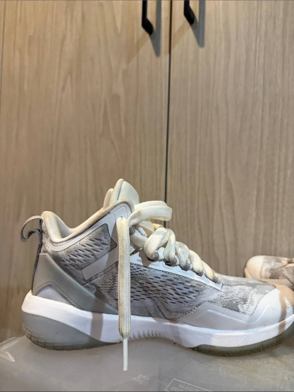 Women's White and Light Gray Athletic Sneakers